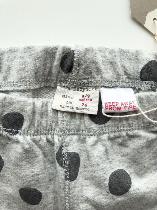 Spodnie buggy leginsy Zara szary melanż kropki brokat roz 74 6/9 mies.