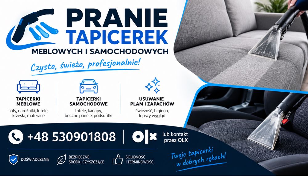 Pranie tapicerki meblowej i samochodowej . Działamy na terenie prawoe całego śląska