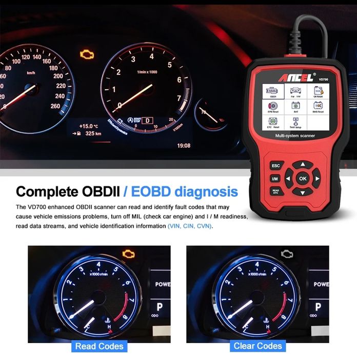 Interface de diagnóstico automóvel ANCEL Vd700 VW AUDI Skoda Seat NOVO