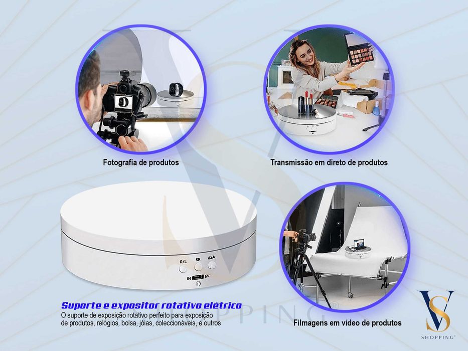 Suporte giratório de 360º com 3 velocidades para exibição e vídeo