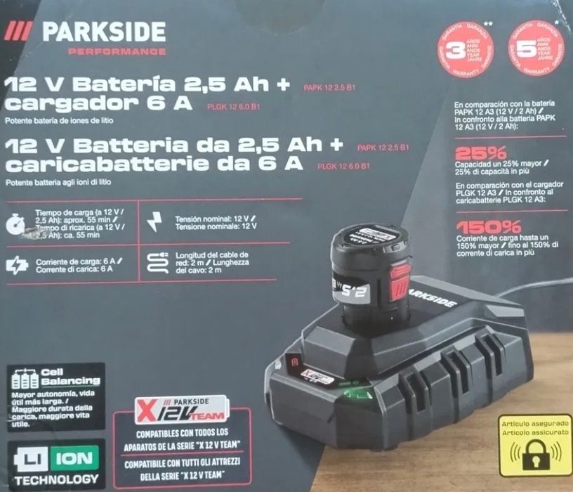 Aparafusadora 45Nm com percussão 12v Parkside