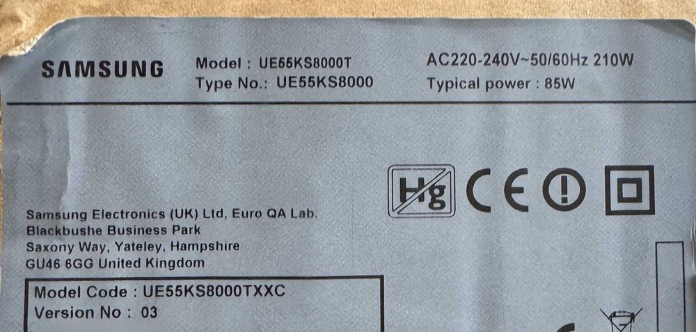 UE55KS8000TXXC Partes de Televisao