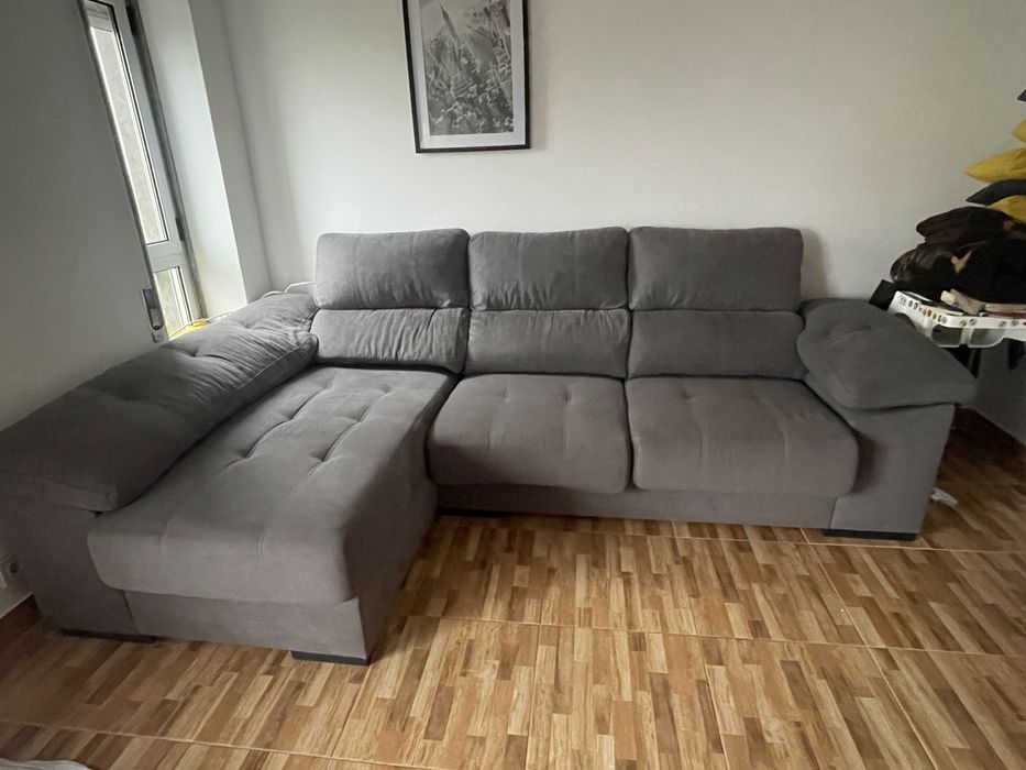 Sofá Secional (Sofá em L) Cinzento