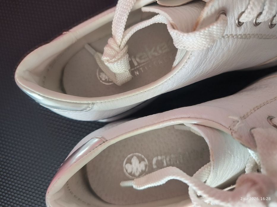 Rieker sneakersy białe ( wstawka brokat)