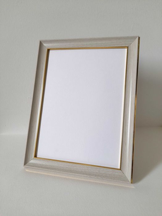 Moldura para fotografias elegante extra leve ouro cinza claro