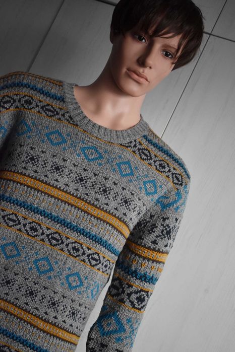 Sweter L casual wzory męski Vailent wełniany wygodny wzorzysty swetere