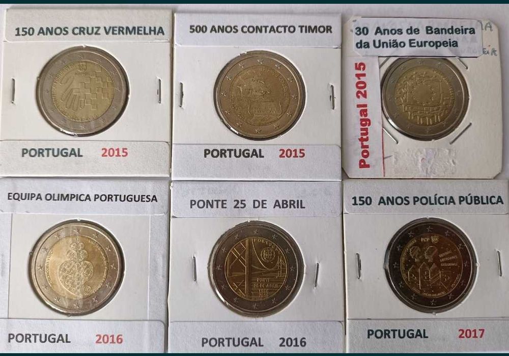 28 Moedas comemorativas portuguesas de 2 euros Bimetálicas.