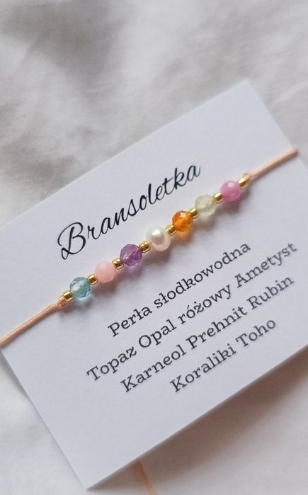 Bransoletka kamienie naturalne perła karneol ametyst topaz