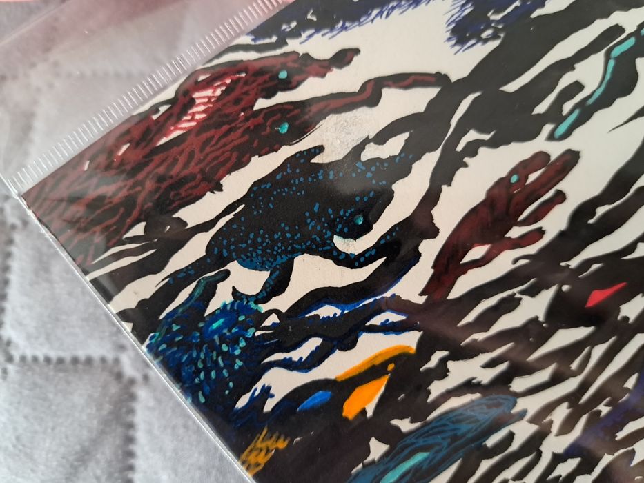 Desenho pintura ilustração a caneta - feito à mão -original - 12 x 12