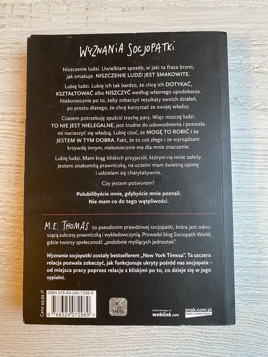 Wyznania socjopatki M.E. Thomas