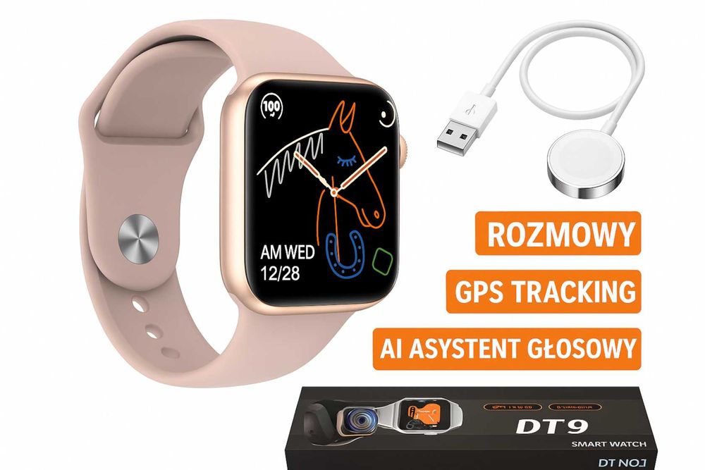 SMARTWATCH DAMSKI MĘSKI DT9 rozmowy menu PL zdrowie SMS na prezent