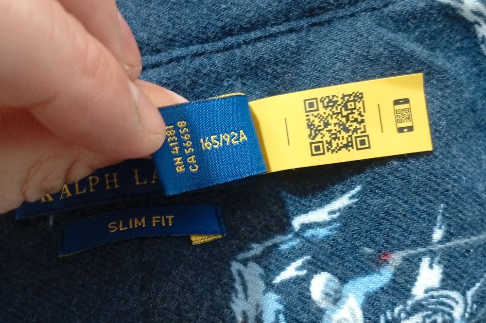 Polo Ralph Lauren Koszula Męska Granatowa Slim Fit Wzór Narciarze 100%