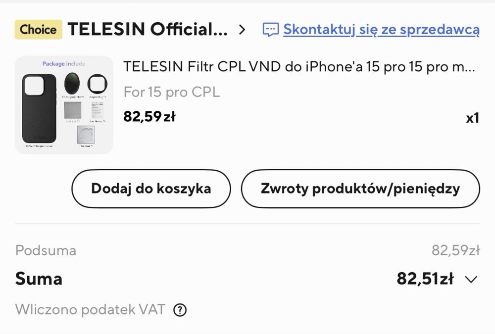 Telesin CPL iPhone 15 Pro