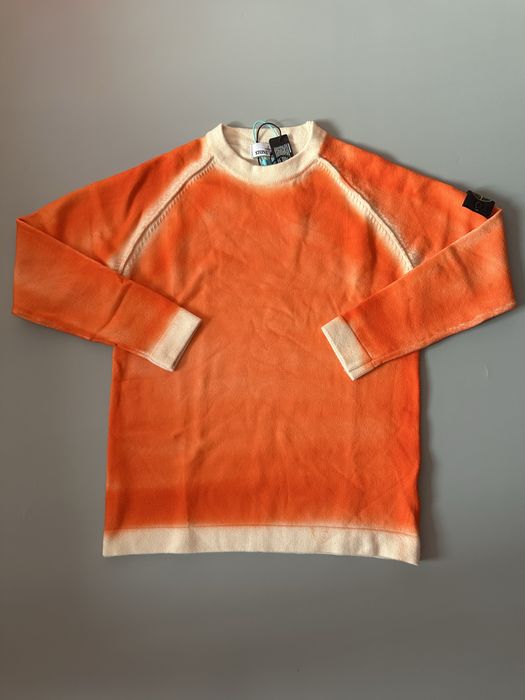 Stone Island Orange Off Dye Hand Sprayed Sweatshirts Коята