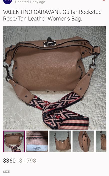 Сумка Valentino Garavani Guitar Rockstud Rose/Tan