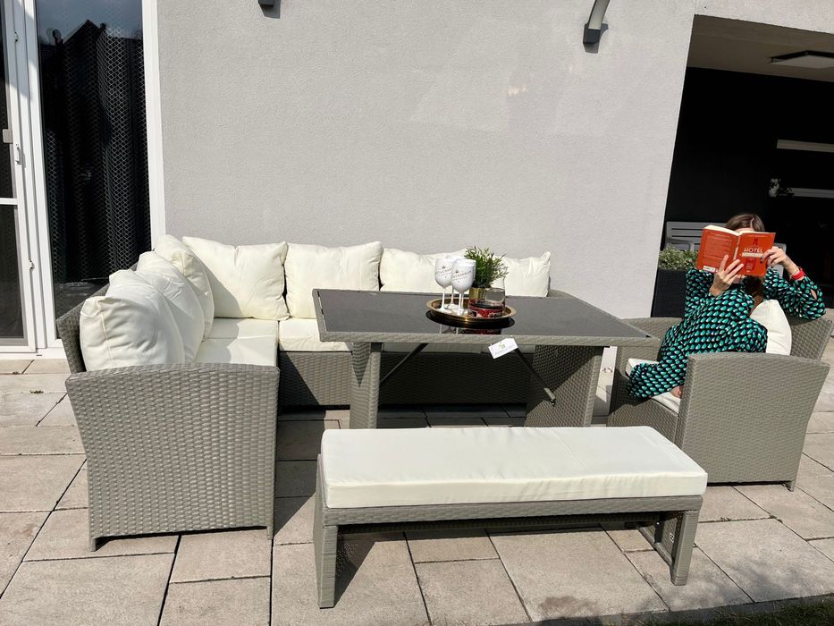 Narożnik technorattan RIWIERA fotel stół meble ogrodowe