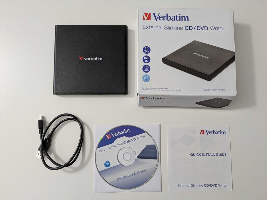 Nagrywarka Zewnętrzna Verbatim DVD CD RW USB Slimline NOWA Gwarancja 2 Lata