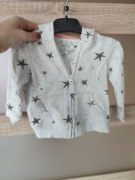 Bluza z kapturem rozpinana w gwiazdki z uszkami Misia