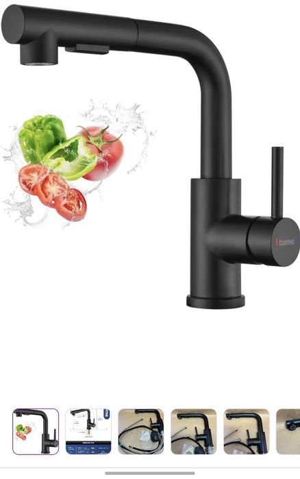 Кухонный кран Dayone Matte Black с выдвижным душем