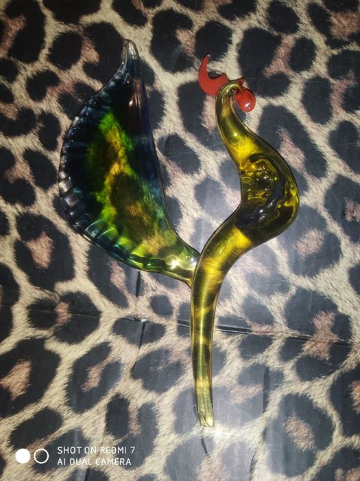 Сувенир из цветного стекла статуэтка птица петух фигурка півень скло