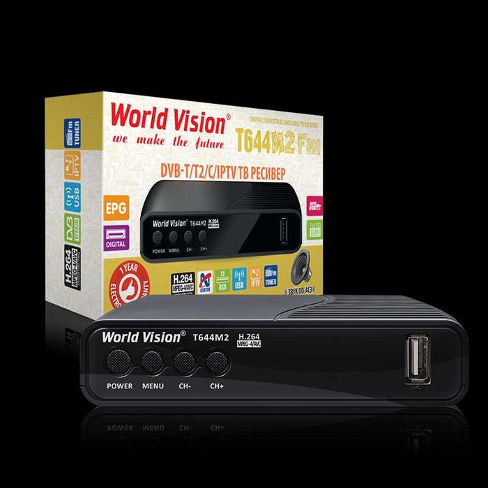 Цифровой Т2 тюнер World Vision T644 м2 FM+YouTube+Megogo+TikTok +IPTV