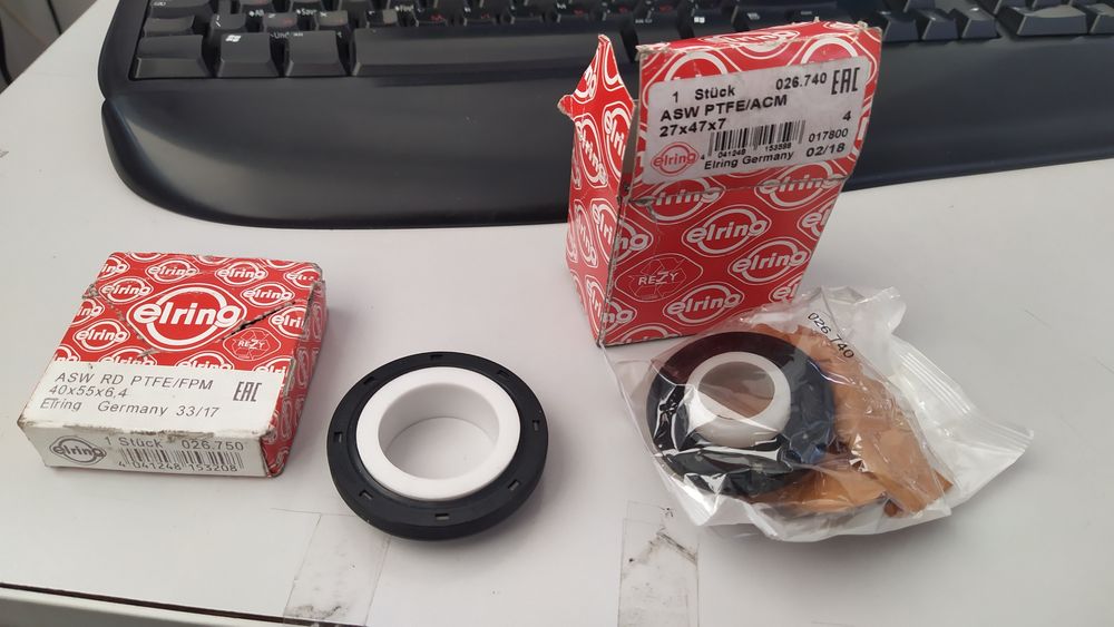 Сальники распредвала и коленвала Elring.