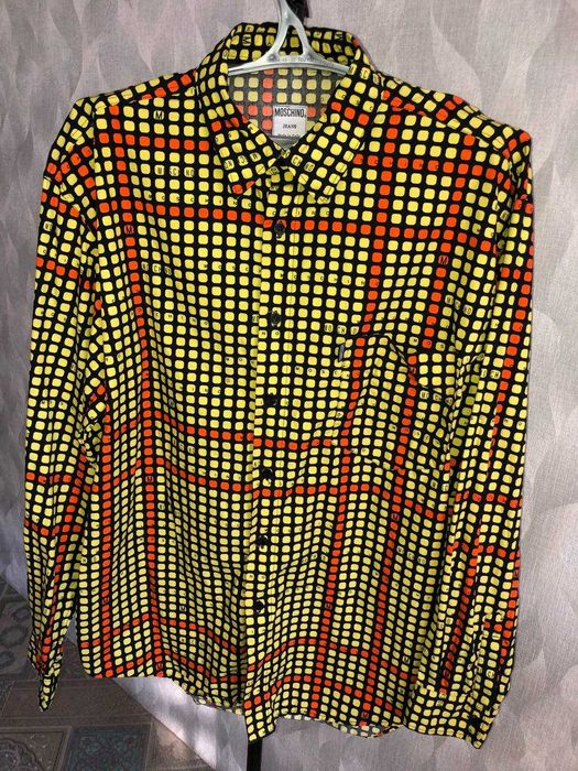 рубашка Moschino Jeans Mens Yellow Geometric Button