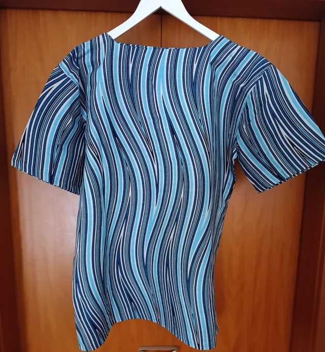Camisa Capulana Azul e Branca