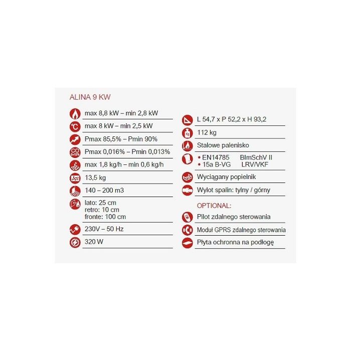 Piec piecyk kominek kaflowy na pellet - Alina 9kW raty 0% Kremowy