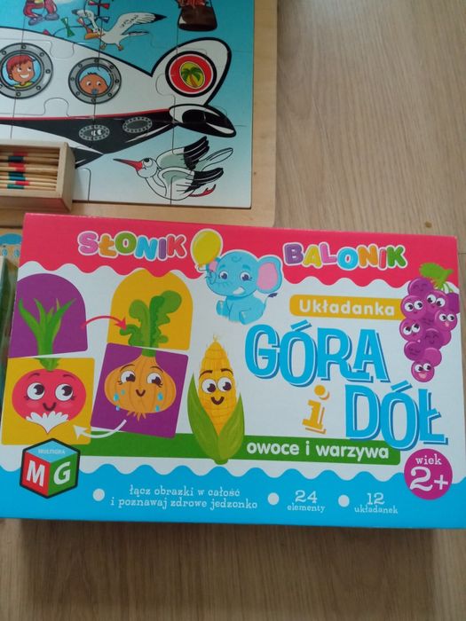 Zestaw puzzle drewniane klocki bierki ukladanka