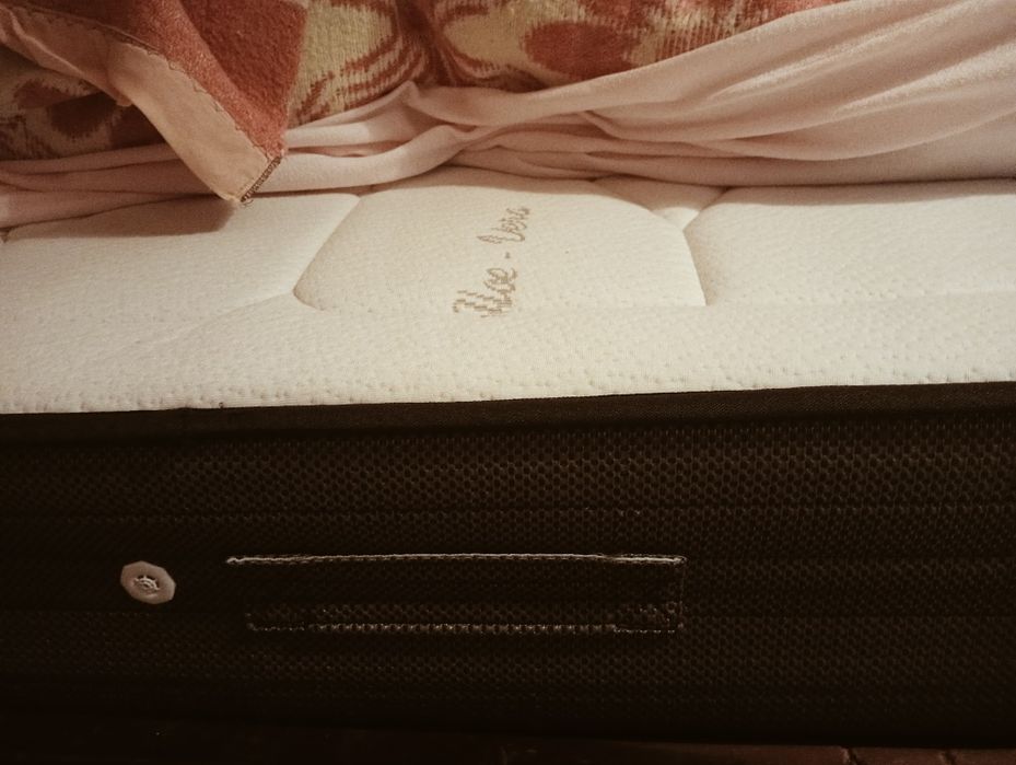 Cama de mogno com estrado e colchao