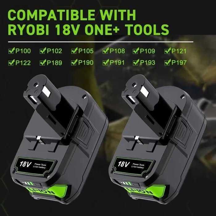 Baterias de substituição de íon-lítio, 6 Ah e de 8 Ah para Ryobi.