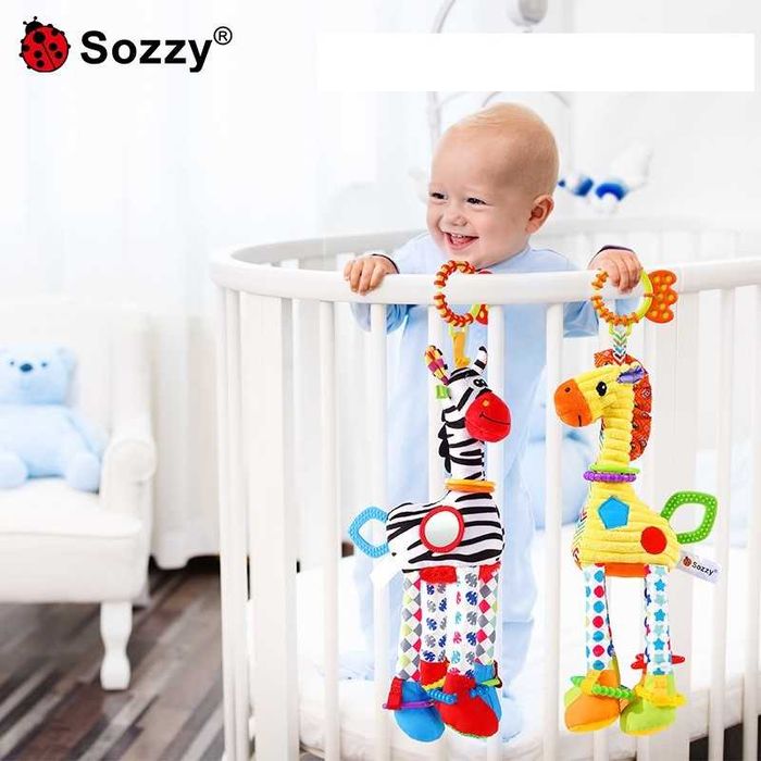 Розвиваюча іграшка-підвіска Sozzy 47см, брязкальце, Зебра, Жираф