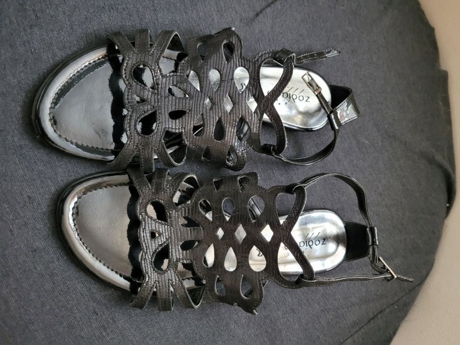 Sandały ażurowe 37 skóra na płaskim obcasie Zodiaco