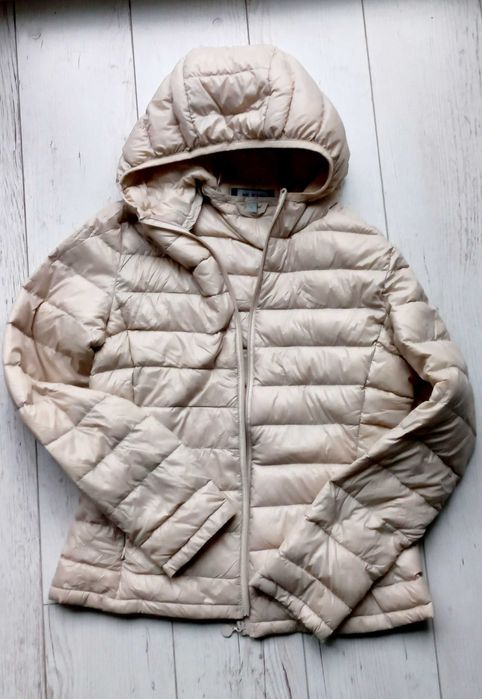 kurtka puchowa z kaczki damska kremowa r.S