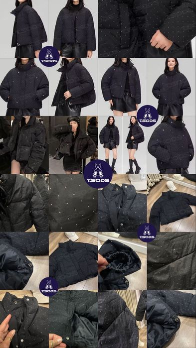 Теплая куртка леопардовая черный пуховик со стразами короткий Зара СМЛ