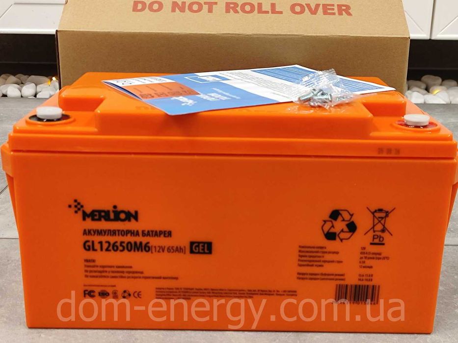 Акумулятор гелевий MERLION GL12650M6 12V В 65Ah Ач АКБ Батарея ИБП ДБЖ