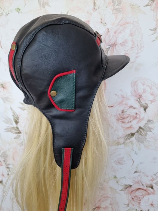 Skórzana czapka pilotka