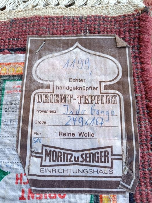 Piękny wełniany dywan Indo Ganga ręcznie tkany vintage