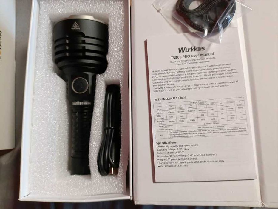 Latarka szperacz Wurkkos TS30S Pro 6000lm 1086m, 5000mAh, Anduril 2.0