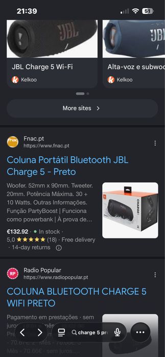 JBL CHARGE 5 comprada há 3 semanas (tenho a caixa também)