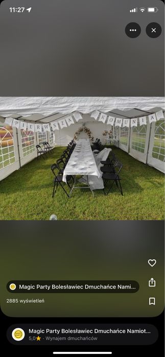 Namioty Imprezowe ,krzesla ,stoły Wynajem