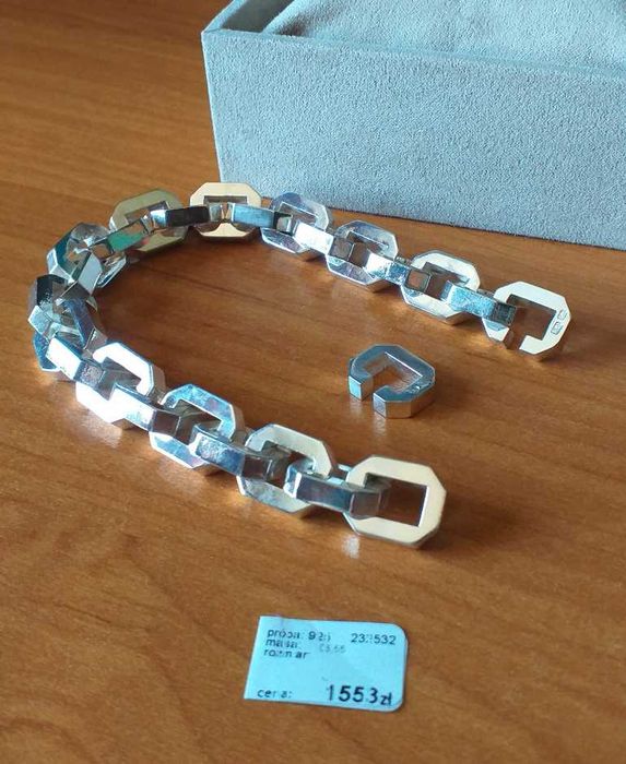 Bransoleta srebro 925 - łańcuch ankier 100 gramów - ręcznie wykonana