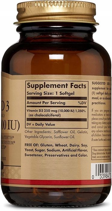 solgar witamina d3 10000 iu 120 kapsułek softgels 250mcg