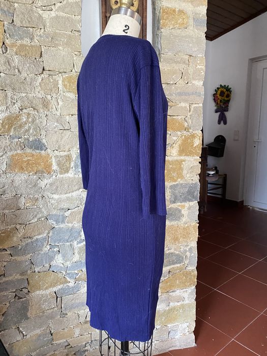 Elegant Navy Blue Pleated Dress