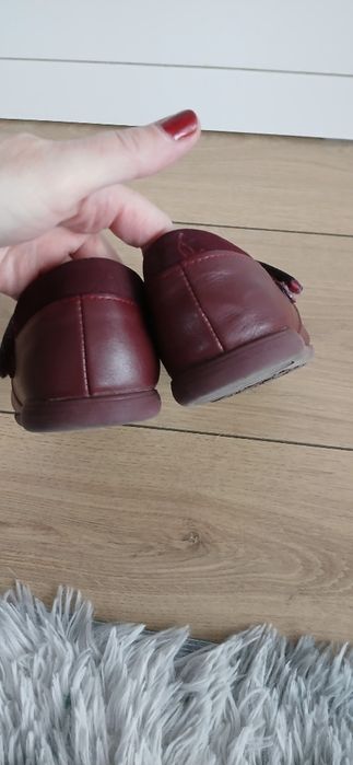 Bordowe balerinki skórzana wkładka r. 36