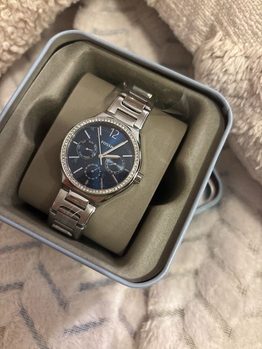 Nowy Zegarek Damski FOSSIL BQ3720 | Srebrny | Błękitna Tarcza | Box