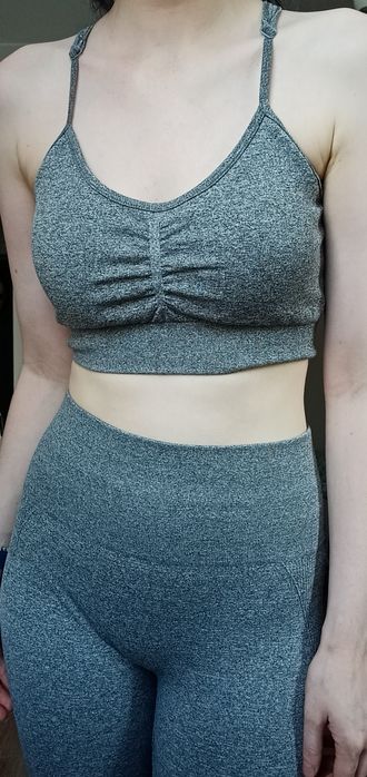 Komplet damski sportowy siłownia joga fitness legginsy stanik top bez