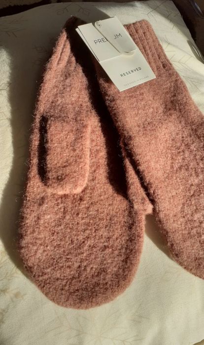 Rękawiczki z wełną rudy brąz premium quality Reserved