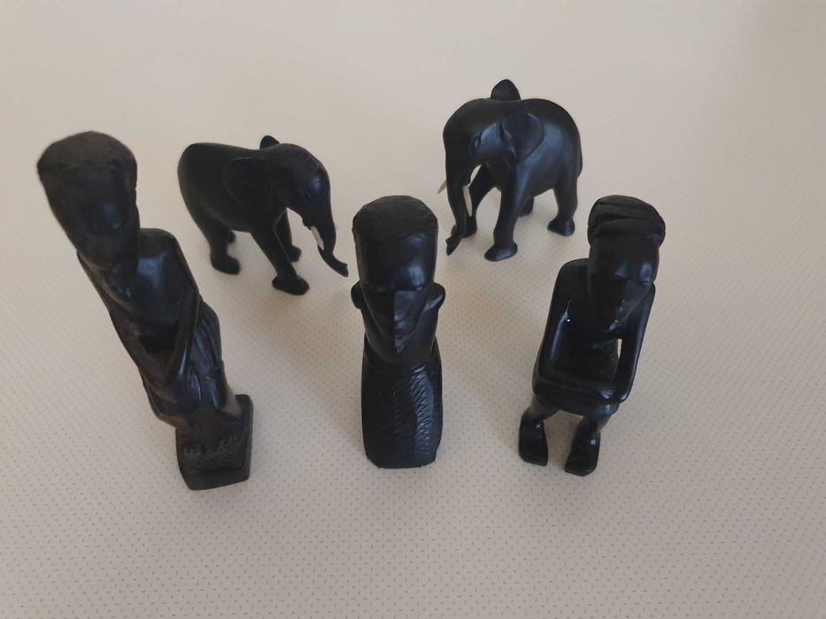 Arte Africana - 3 Figuras de Artesanato em pau preto - Anos 80